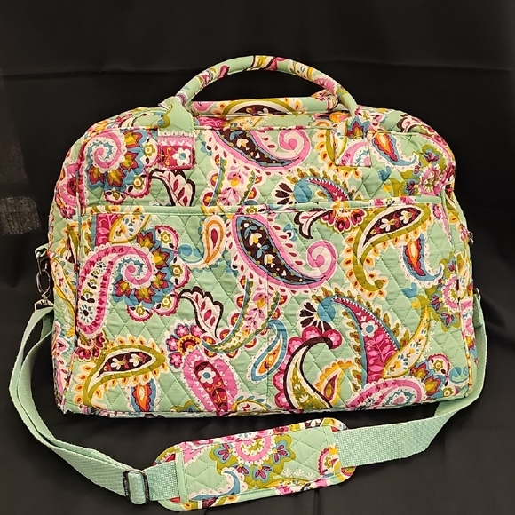Vera Bradley Handbags - Vera Bradley Large Green, Pink Paisley Tutti Frutti Quilted Weekender Duffle Bag